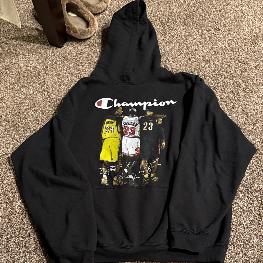 Champion Black Hoodie with Kobe Bryant/ LeBron James/  Michael Jordan